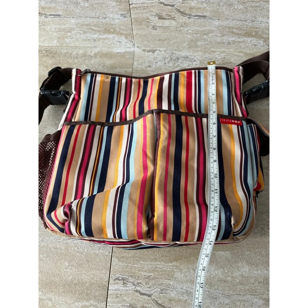 Skip Hop Duo Baby Diaper Bag Unisex Multi Color Striped Canvas Messenger Travel
